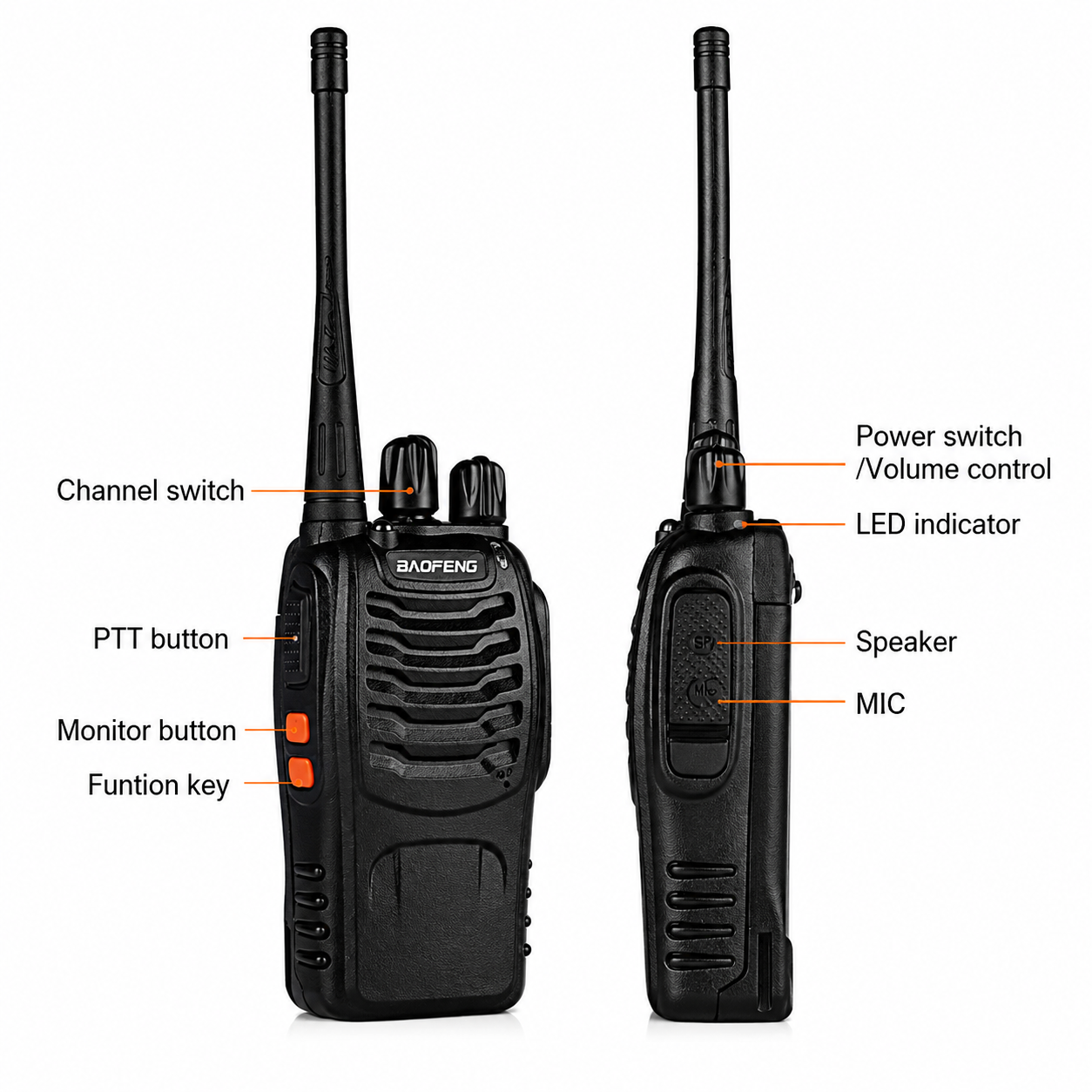 Baofeng BF-888S Walkie Talkie – Rechargeable Long Range Two-Way Radio