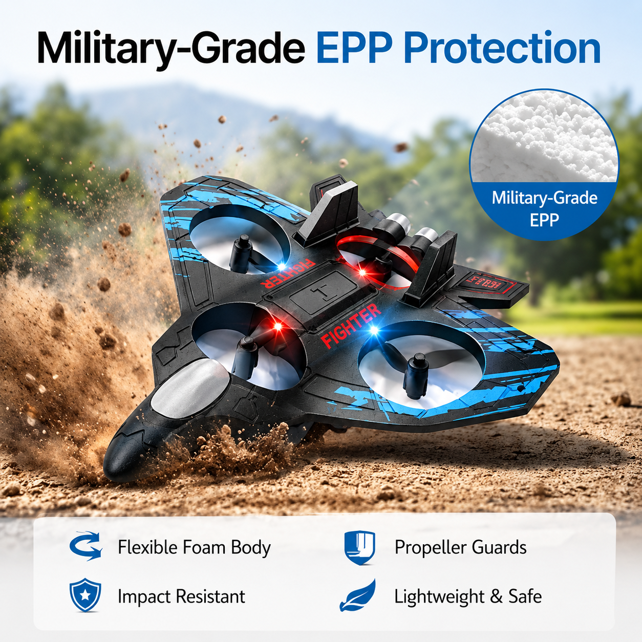 RC Fighter Plane 2.4GHz Remote Control Aircraft with LED Lights