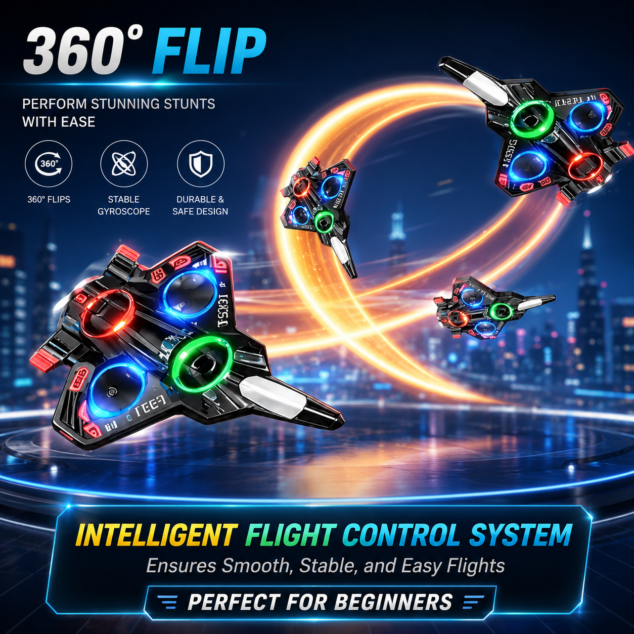 RC Fighter Plane 2.4GHz Remote Control Aircraft with LED Lights
