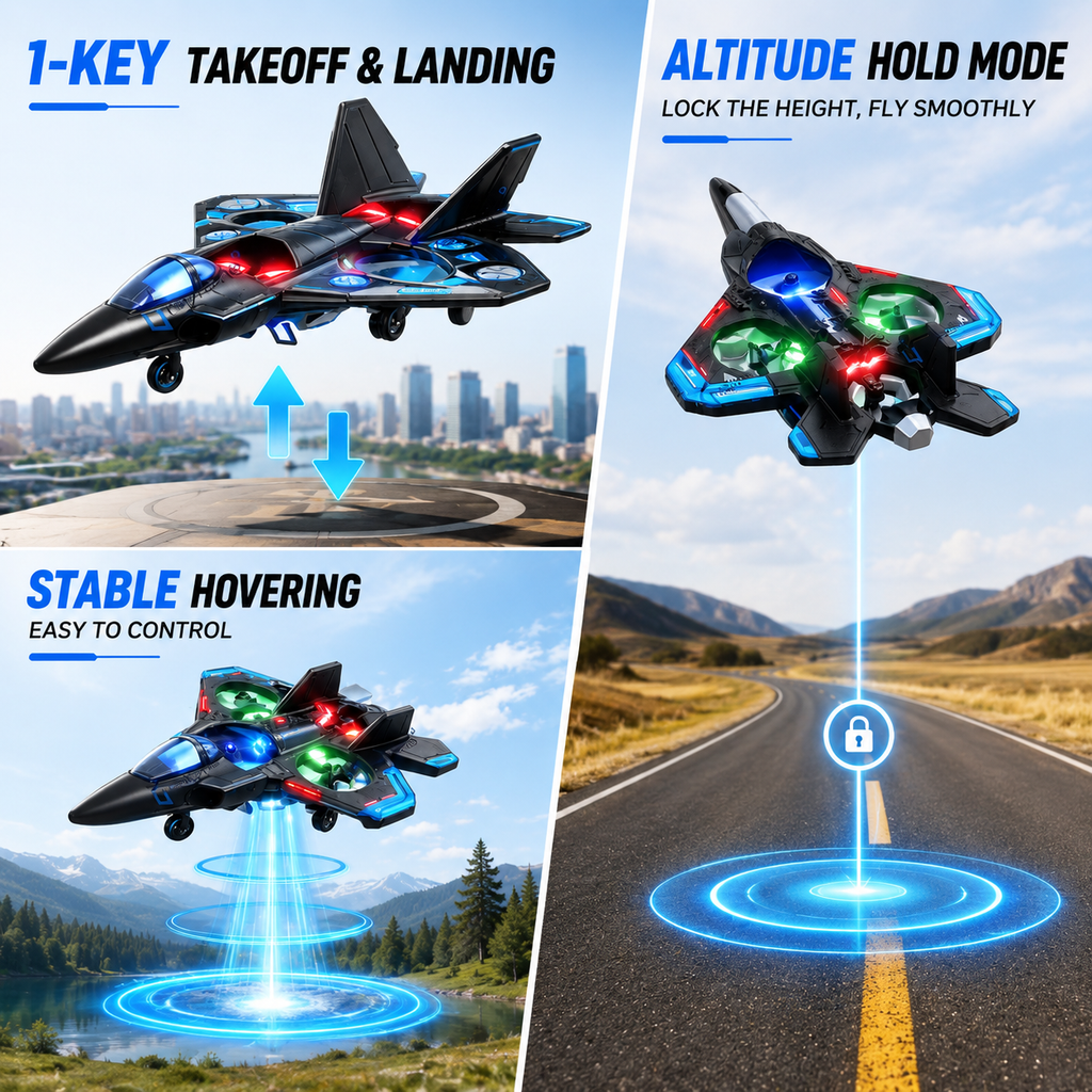 RC Fighter Plane 2.4GHz Remote Control Aircraft with LED Lights