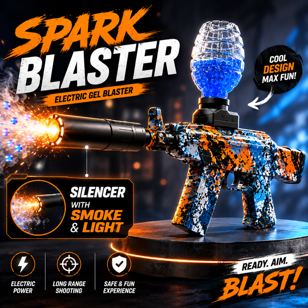 Automatic Gel Blaster Toy with Smoke, Light & Rechargeable Battery