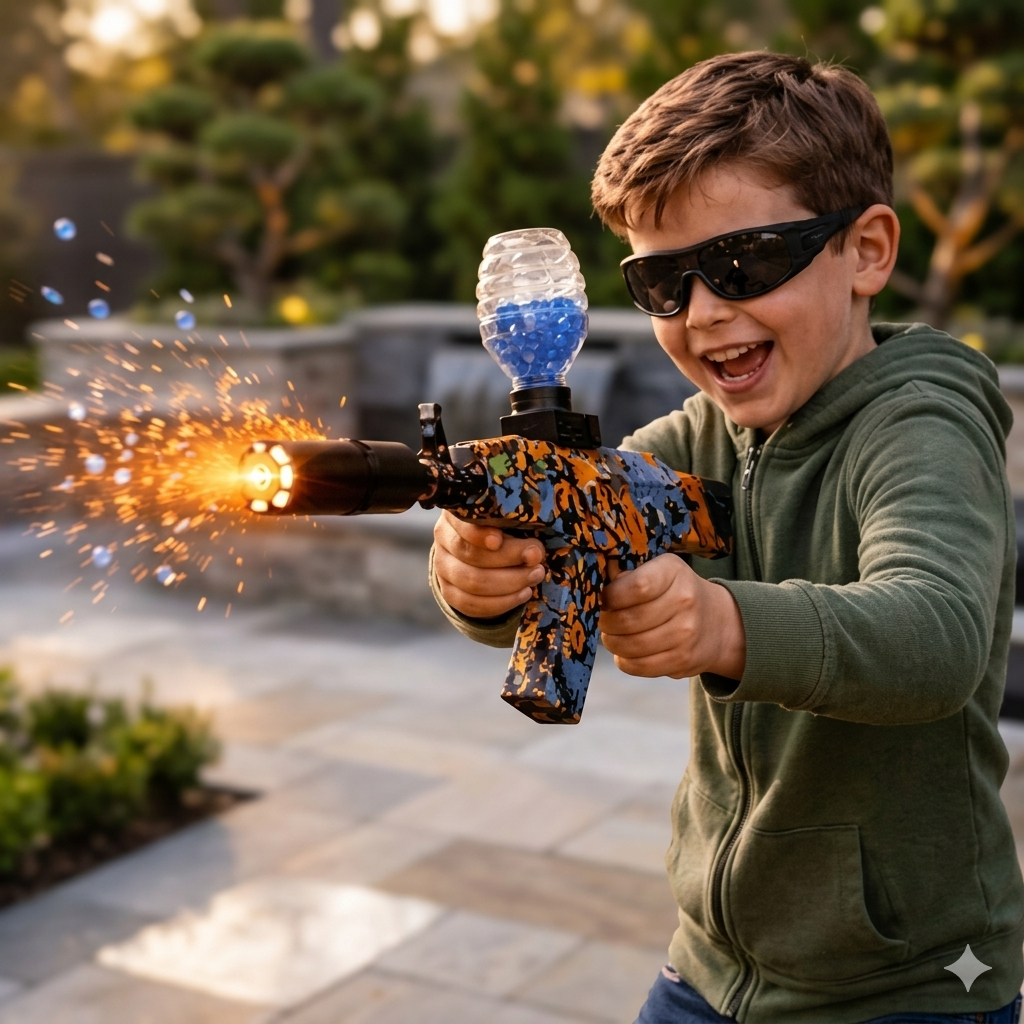 Automatic Gel Blaster Toy with Smoke, Light & Rechargeable Battery