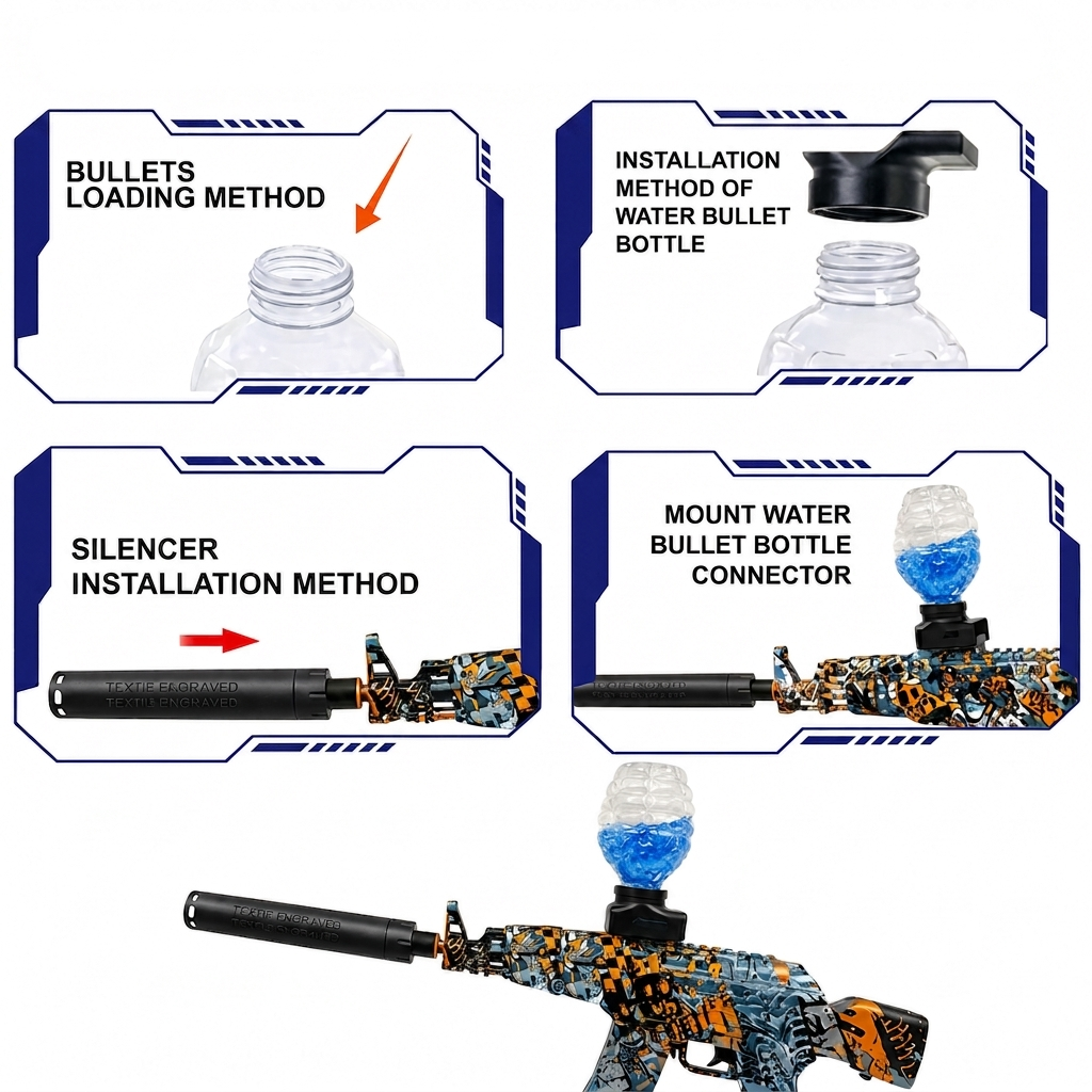 Automatic Gel Blaster Toy with Smoke, Light & Rechargeable Battery